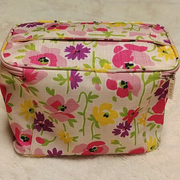 Clinique Train Case Bright Floral Cosmetic Storage Case - Picture 1 of 7
